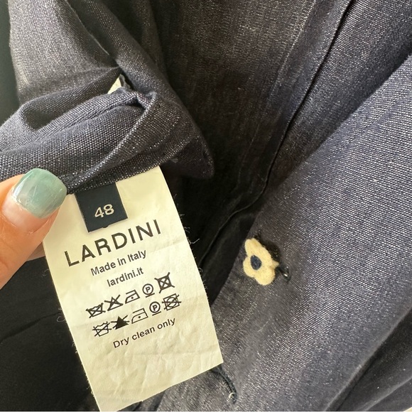 Lardini // Men’s Linen Navy Vest made in Italy size 48 - Picture 8 of 13